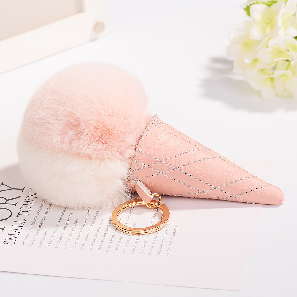 Wholesale Ice Cream Cone Pom Pom Keychain